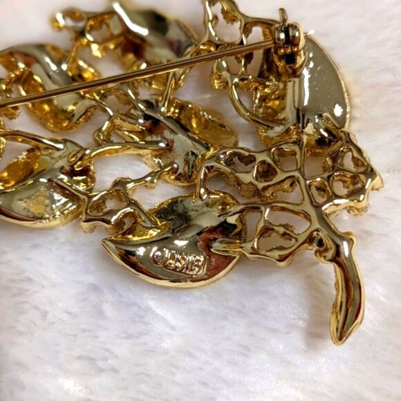 Vintage 1950's Signed Lisner Textured Leaf/Branch Brooche - Picture 5 of 12